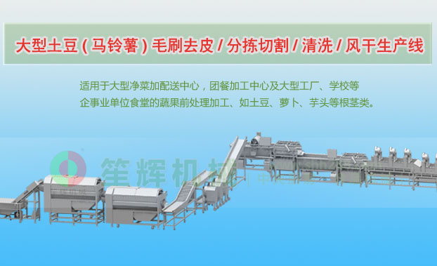 遂昌连续式土豆去皮清洗切割风干生产线